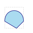 a rounded blue shape inside a dashed rectangle marking its bounding box
