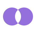 the same two overlapping circles, with the overlapping region unfilled, showing as a hole