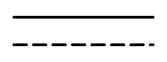 a solid horizontal line above a dashed horizontal line