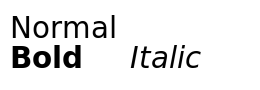 the words Normal, Bold, and Italic, each rendered in its own named style