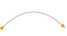 a curved line with an arrowhead at each end, both pointing along the curve's own tangent direction