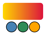 gradient rounded rect above a row of three colored circles